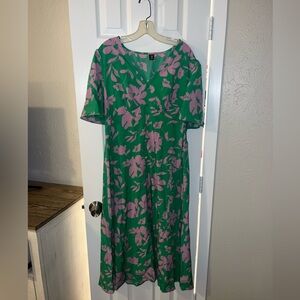 *NEVER WORN* SHEIN pink and green A line dress